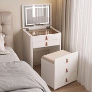 Functional Makeup Vanity Built-in Mirror Organized Storage Drawers Rolling Stool